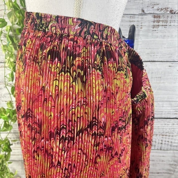 Krazy Kat Skirt size XXL Pink Green Paisley Pleated Sheer Midi Modest Boho - Picture 8 of 13